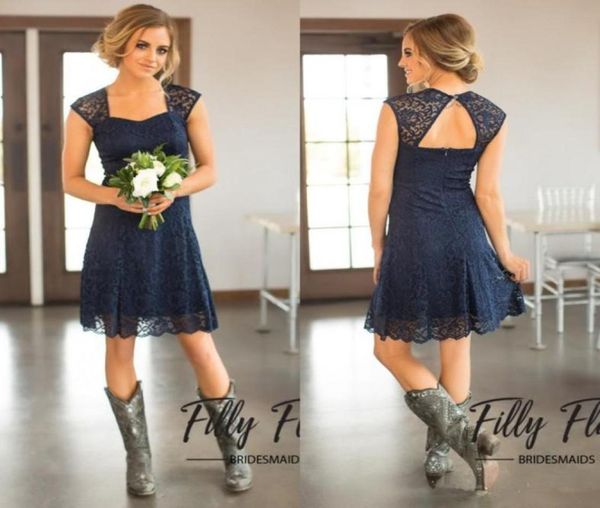 new short navy blue lace bridesmaid dresses capped sleeves knee length maid of honor gowns country bridesmaid dress5188528, White;pink
new short navy blue lace bridesmaid dresses capped sleeves knee length maid of honor gowns country bridesmaid dress5188528, White;pink