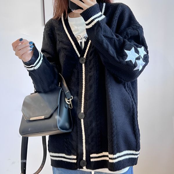 women's knits tees fashion midnight warm swift v-neck knitted loose tay women star embroidered cardigan lor holiday black sweater 2307, White
women's knits tees fashion midnight warm swift v-neck knitted loose tay women star embroidered cardigan lor holiday black sweater 2307, White