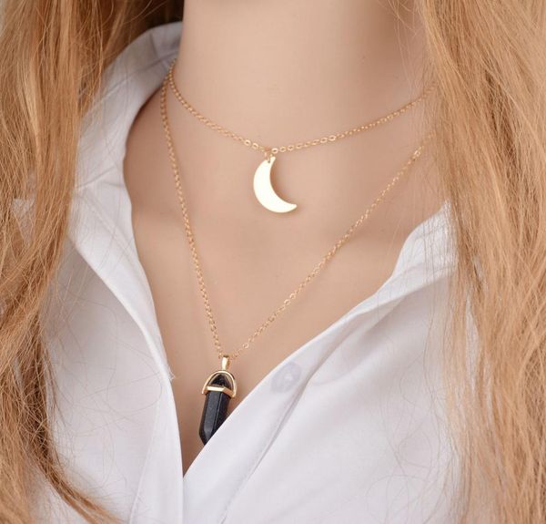 fashion multi layer choker hexagonal prism moon pendant necklace bullet shape natural stone gemstone charm gold chains for women j7108544, Silver
fashion multi layer choker hexagonal prism moon pendant necklace bullet shape natural stone gemstone charm gold chains for women j7108544, Silver