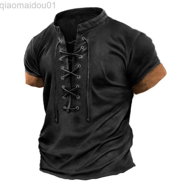 men's t-shirts casual solid color short sleeve t shirts men vintage drawstring tie-up stand collar loose 2023 summer leisure mens clot, White;black
men's t-shirts casual solid color short sleeve t shirts men vintage drawstring tie-up stand collar loose 2023 summer leisure mens clot, White;black