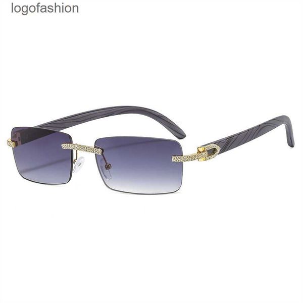 

brand designer sunglasses small square frameless metal hinge eyewear for men women luxury sun glass uv400 lens with case and box, White;black