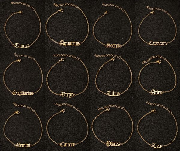 2020 fashion stainless steel foot chain bracelet anklet 12 zodiac sign old english alphabet charm bracelet for women new design je1715280, Black
2020 fashion stainless steel foot chain bracelet anklet 12 zodiac sign old english alphabet charm bracelet for women new design je1715280, Black