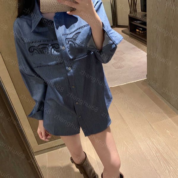 23ss womens designer clothing high neck blouse women shirt lapel cut-out embroidered tencel denim shirt jacket women clothes, White
23ss womens designer clothing high neck blouse women shirt lapel cut-out embroidered tencel denim shirt jacket women clothes, White