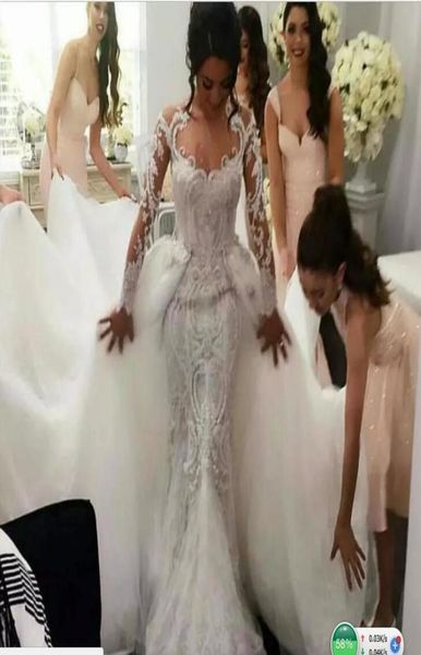 retro 2017 full lace mermaid wedding dresses with detachable tulle overskirt berta jewel neck long sleeves pearls embroidery brida3792619, White
retro 2017 full lace mermaid wedding dresses with detachable tulle overskirt berta jewel neck long sleeves pearls embroidery brida3792619, White