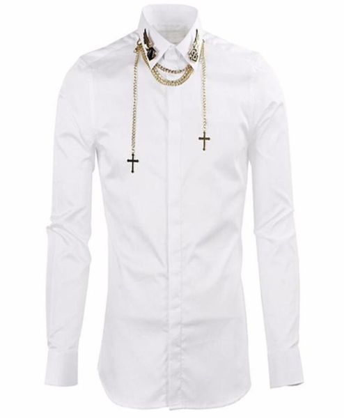 luxury men039s shirts brand long sleeve shirts men with chain slim fit mens dress shirts casual chemise homme camisas hombre bl2089745, White;black
luxury men039s shirts brand long sleeve shirts men with chain slim fit mens dress shirts casual chemise homme camisas hombre bl2089745, White;black