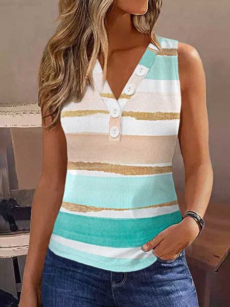 women's t-shirt 2023 women summer fashion color block striped button v-neck tank sleeveless t-shirt casual loose vest ladies streetwear, White
women's t-shirt 2023 women summer fashion color block striped button v-neck tank sleeveless t-shirt casual loose vest ladies streetwear, White