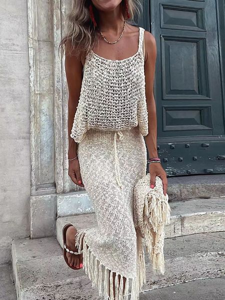 two piece dress hollow out backless and drawstring skirts outfit 2023 summer solid slim set sleeveless tassel bodycon skirt suit 230714, White
two piece dress hollow out backless and drawstring skirts outfit 2023 summer solid slim set sleeveless tassel bodycon skirt suit 230714, White