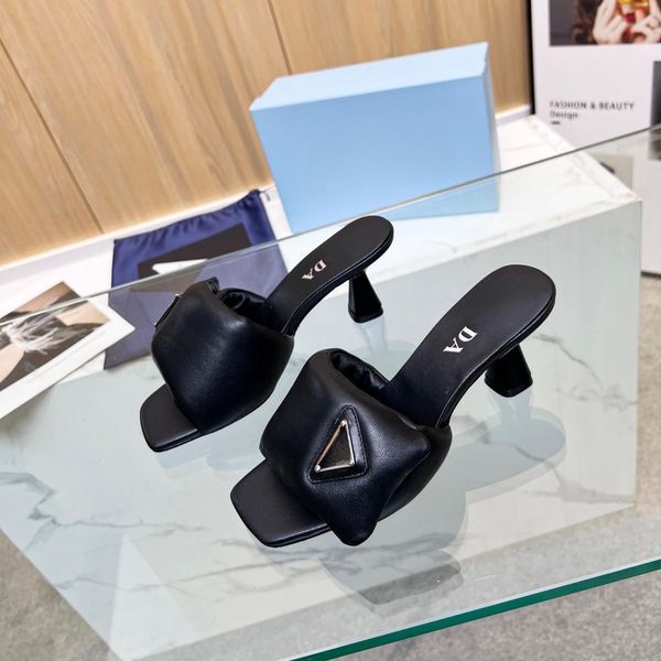 women's high heel slippers leather padded velcro sandals p triangle logo slippers designer pillow comfort fashion sandals casual high h, Black
women's high heel slippers leather padded velcro sandals p triangle logo slippers designer pillow comfort fashion sandals casual high h, Black