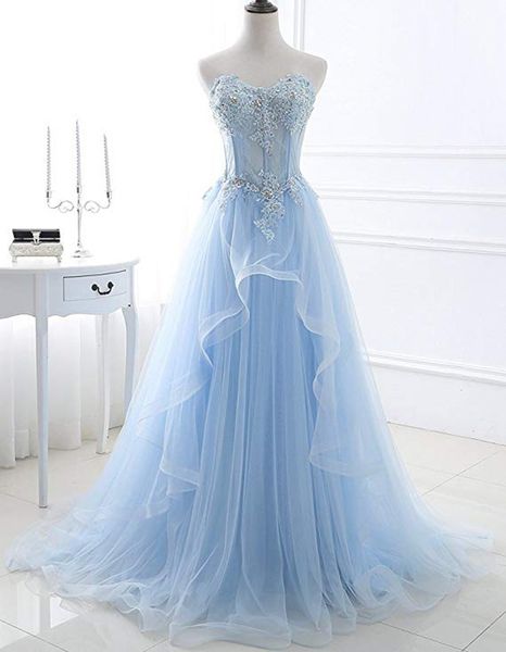 new sky blue a-line prom formal dress 2023 sweetheart lace appliques tulle evening birthday gowns robe de soiree customed lcmn002, Black
new sky blue a-line prom formal dress 2023 sweetheart lace appliques tulle evening birthday gowns robe de soiree customed lcmn002, Black
