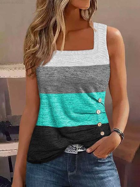 women's t-shirt women color block ruched button square collar tank summer sleeveless stripe t-shirt casual button ladies streetwear l23, White
women's t-shirt women color block ruched button square collar tank summer sleeveless stripe t-shirt casual button ladies streetwear l23, White