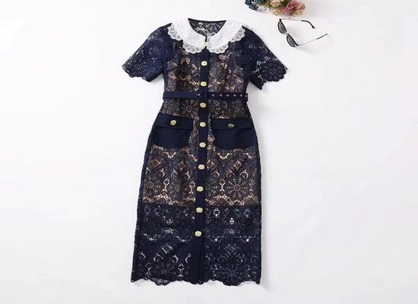 european and american women039s summer 2022 new short sleeved baby collar water soluble flower fashionable cutout slim dress9710283, Black;gray
european and american women039s summer 2022 new short sleeved baby collar water soluble flower fashionable cutout slim dress9710283, Black;gray