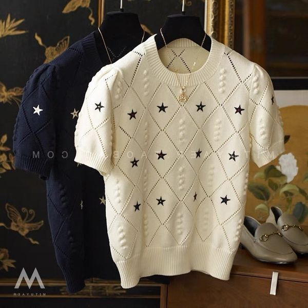 men's sweaters spring summer star printing short sleeve pullover hollow puff knitwear 2023 korean fashion female sweater jacket 230714, White;black
men's sweaters spring summer star printing short sleeve pullover hollow puff knitwear 2023 korean fashion female sweater jacket 230714, White;black