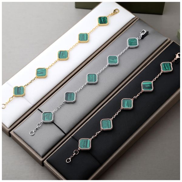 bracelet designer four cleef malachite chain silver gold rose gold plated luxulry fashion women jewelry copper alloy making mini flower brac, Black
bracelet designer four cleef malachite chain silver gold rose gold plated luxulry fashion women jewelry copper alloy making mini flower brac, Black
