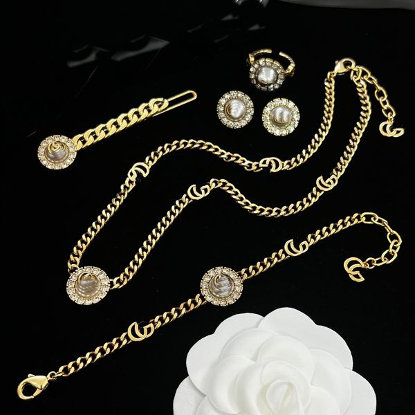 famous brand letters studded micro inlays crystal pearls choker necklaces brass ear studs earring classic sets fashion women bracelet ring d, Black
famous brand letters studded micro inlays crystal pearls choker necklaces brass ear studs earring classic sets fashion women bracelet ring d, Black