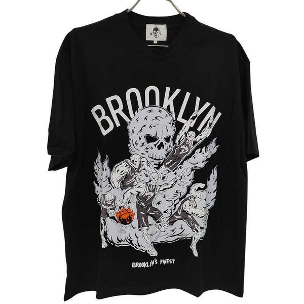 warren trendy brand large cotton t-shirt brooklyn skull print short sleeve, White;black
warren trendy brand large cotton t-shirt brooklyn skull print short sleeve, White;black