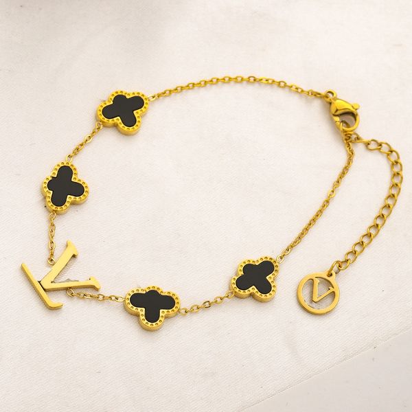 new designer chain bracelet luxury brand 18k gold plated jewelry 925 silver four-leaf clover bracelet 2023 waterproof non fade love bracelet, Black
new designer chain bracelet luxury brand 18k gold plated jewelry 925 silver four-leaf clover bracelet 2023 waterproof non fade love bracelet, Black