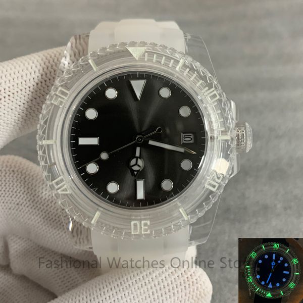 other watches automatic mechanical watch luminous transparent wristwatch 40mm acrylic case with dandong 2813 movement 230714, Slivery;black
other watches automatic mechanical watch luminous transparent wristwatch 40mm acrylic case with dandong 2813 movement 230714, Slivery;black