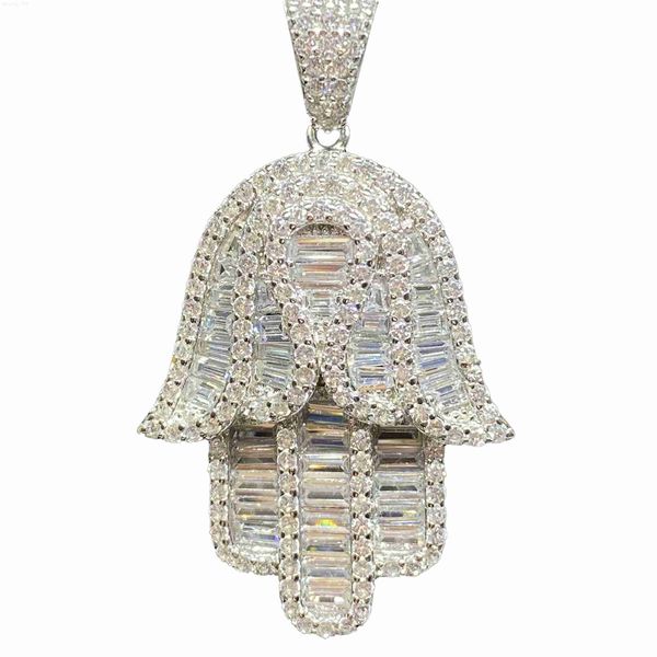 full ice out baguette diamond vvs moissanite 925 silver pendant hamsa hand pendant for hip hop pendant
full ice out baguette diamond vvs moissanite 925 silver pendant hamsa hand pendant for hip hop pendant