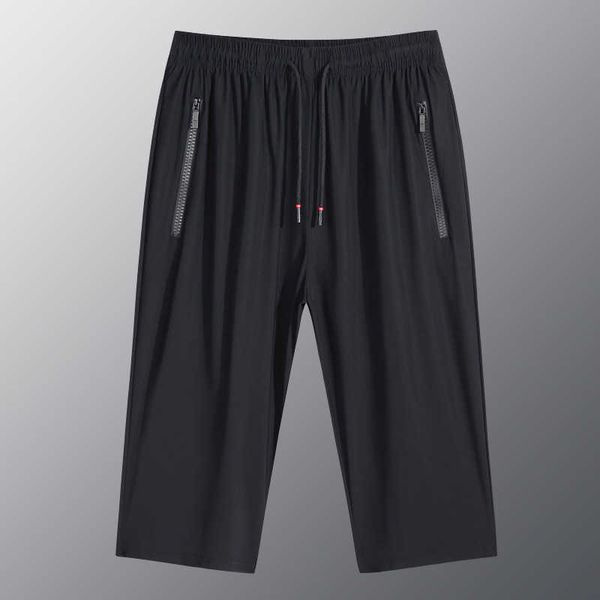 men's new summer ice silk sports pants capris solid plus size straight tube trendy quick dry casual pantscf5s, Black
men's new summer ice silk sports pants capris solid plus size straight tube trendy quick dry casual pantscf5s, Black