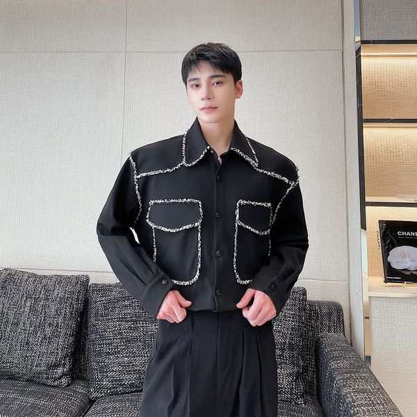 casual shirts men shirts korean style fashion clothing 2023 black white, White;black
casual shirts men shirts korean style fashion clothing 2023 black white, White;black