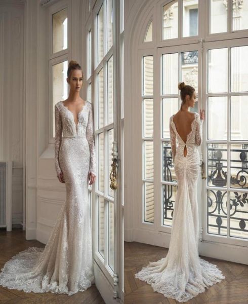 2019 long sleeves mermaid wedding dresses deep v neck lace appliqued sequins backless wedding dress sweep train beach bridal 1108918, White
2019 long sleeves mermaid wedding dresses deep v neck lace appliqued sequins backless wedding dress sweep train beach bridal 1108918, White