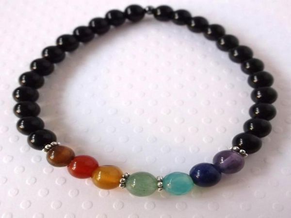 7 chakra bracelet with obsidian genuine natural stone stretch bracelet healing energy wrist mala to balance and align the chakra2712272, Black
7 chakra bracelet with obsidian genuine natural stone stretch bracelet healing energy wrist mala to balance and align the chakra2712272, Black