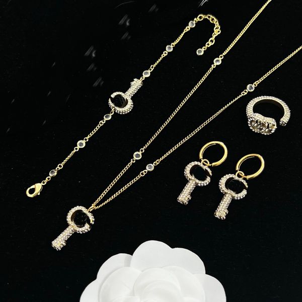 full diamond key pendant necklaces crystal designer earrings women bracelet open size rhinestone rings sets designer jewelry cgs5, Black
full diamond key pendant necklaces crystal designer earrings women bracelet open size rhinestone rings sets designer jewelry cgs5, Black