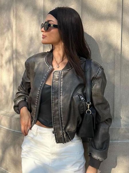 women's jackets women washed leather loose jacket vintage stand collar gradient zipper short coat spring lady locomotive style chic coa, Black;brown
women's jackets women washed leather loose jacket vintage stand collar gradient zipper short coat spring lady locomotive style chic coa, Black;brown