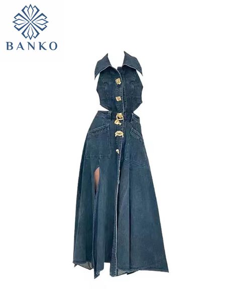 urban dresses women spring summer sleeveless dress denim outfits backless single-breasted vestidos vintage clothing design 230713, White;black
urban dresses women spring summer sleeveless dress denim outfits backless single-breasted vestidos vintage clothing design 230713, White;black