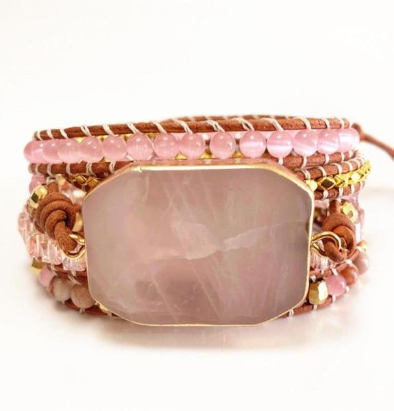 st0101 new design women bracelets natural rose quartz wrap leather bracelet fancy handmade femme boho bracelets9559392, Black
st0101 new design women bracelets natural rose quartz wrap leather bracelet fancy handmade femme boho bracelets9559392, Black