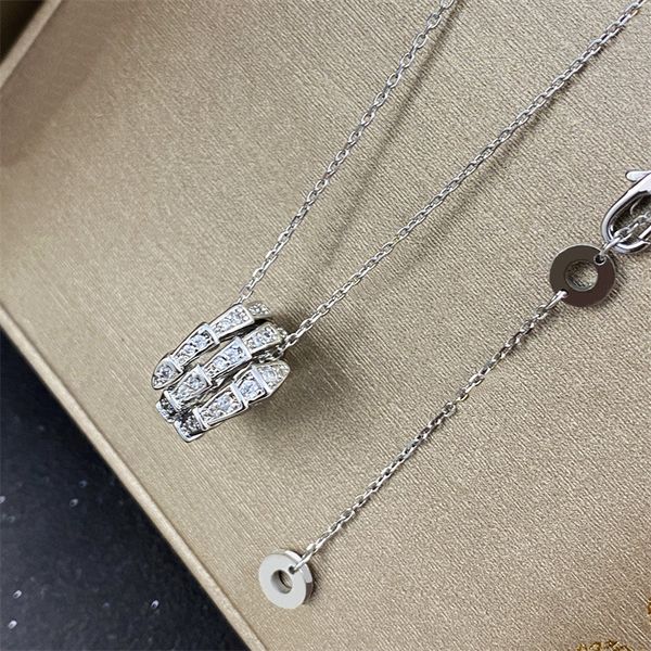 designer jewelry treasure full drill half drill three-ring snake bone necklace female plated 18k rose gold taigang a spirit snake fashion li, Silver