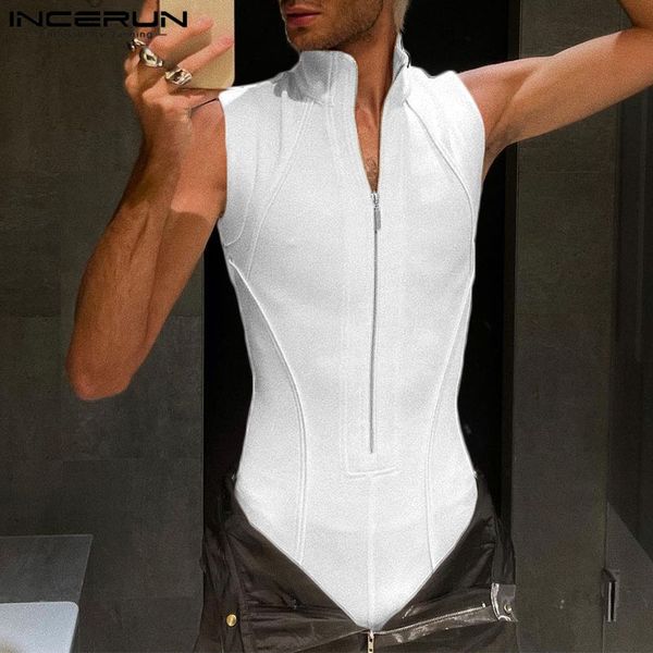 mens tank men bodysuits lapel sleeveless streetwear zipper fitness male rompers solid color bodysuit s5xl incerun 230713, White;black
mens tank men bodysuits lapel sleeveless streetwear zipper fitness male rompers solid color bodysuit s5xl incerun 230713, White;black