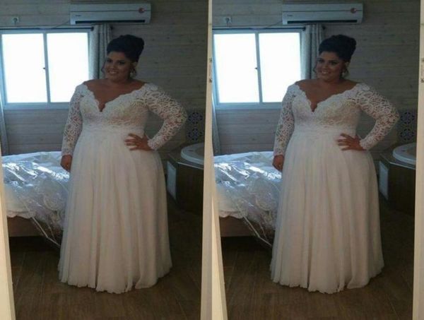 plus size wedding dresses with long sleeves lace deep vneck chiffon long bridal gowns vestido de novia wedding dress beach summer6509785, White
plus size wedding dresses with long sleeves lace deep vneck chiffon long bridal gowns vestido de novia wedding dress beach summer6509785, White