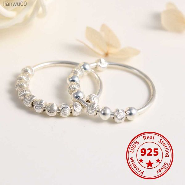 925 sterling silver fidget beads ring for women men rotate y anti stress anxiety ring ins simple style lady fashion jewelry l230704, Golden;silver
925 sterling silver fidget beads ring for women men rotate y anti stress anxiety ring ins simple style lady fashion jewelry l230704, Golden;silver