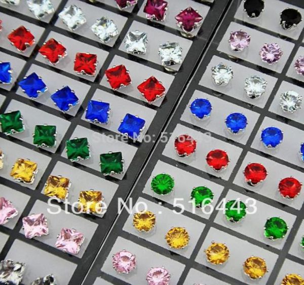 144pcs charms mix color cubic zirconia stainless steel fashion square round stud earrings for womens mens whole jewelry lots1129803037744, Golden;silver
144pcs charms mix color cubic zirconia stainless steel fashion square round stud earrings for womens mens whole jewelry lots1129803037744, Golden;silver