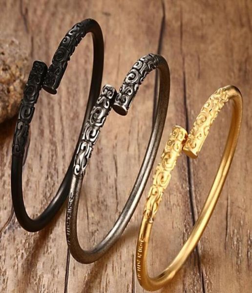 men039s stainless steel ancient buddhist narrow open cuff bangle bracelet goldblack plated6465264, Black
men039s stainless steel ancient buddhist narrow open cuff bangle bracelet goldblack plated6465264, Black