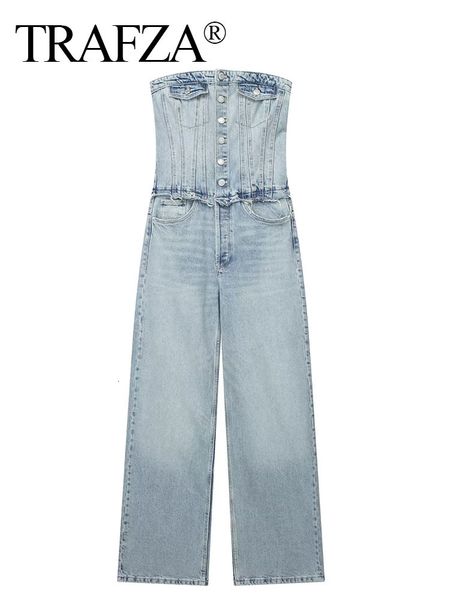 women s jumpsuits rompers trafza women chic denim button with tube vintage casual backless elastic force female streetwear playsuits 230713, Black;white
women s jumpsuits rompers trafza women chic denim button with tube vintage casual backless elastic force female streetwear playsuits 230713, Black;white