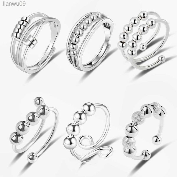 anti stress anxiety silver ball rings 925 women men spinner fidget rings vintage gold couple anillos jewelry gift l230704, Golden;silver
anti stress anxiety silver ball rings 925 women men spinner fidget rings vintage gold couple anillos jewelry gift l230704, Golden;silver
