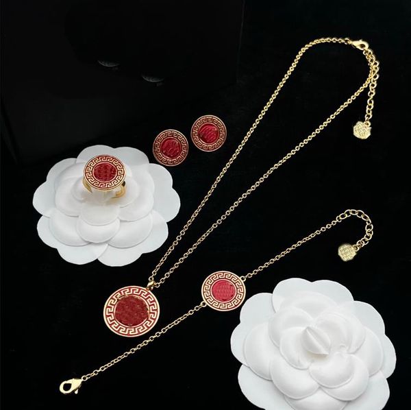red enamel signet pendant necklace bracelet earring ear studs letter banshee 18k gold plated designer jewelry womens mens birthday festive p, Black
red enamel signet pendant necklace bracelet earring ear studs letter banshee 18k gold plated designer jewelry womens mens birthday festive p, Black
