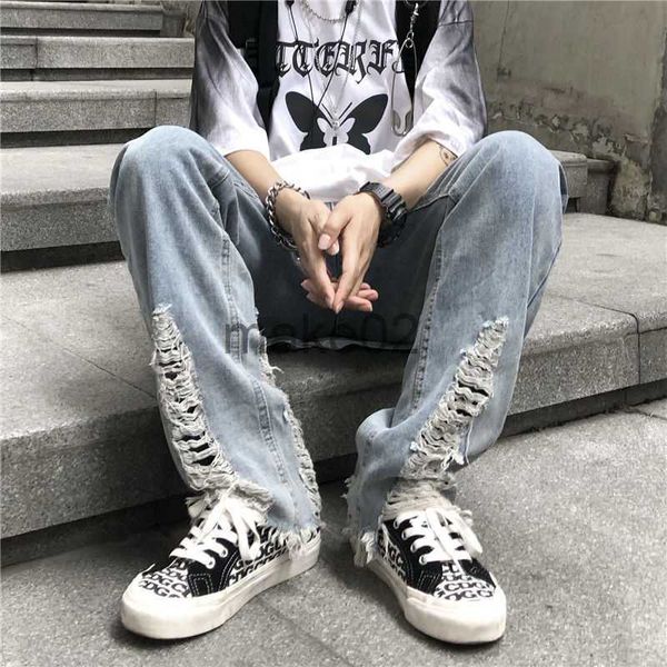 men's jeans ripped edge beggar jeans mens oversize hiphop street trend loose wide leg straight pants casual washed blue denim trousers
men's jeans ripped edge beggar jeans mens oversize hiphop street trend loose wide leg straight pants casual washed blue denim trousers