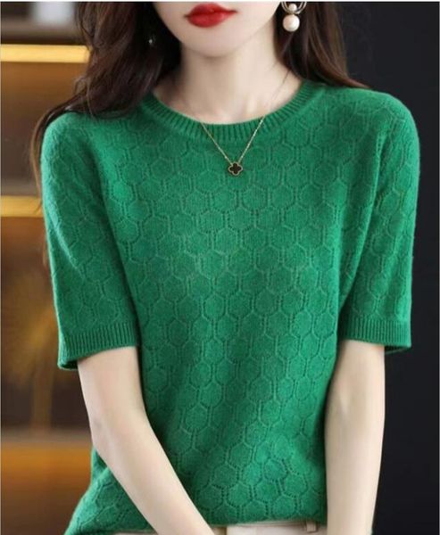 summer new fashion hollow out knitted short sleeve t-shirt women's round neck loose solid color t-shirt half sleeve women's top, White
summer new fashion hollow out knitted short sleeve t-shirt women's round neck loose solid color t-shirt half sleeve women's top, White