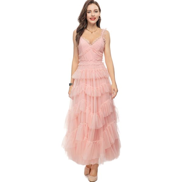 women's runway dresses spaghetti straps v neck tiered ruffles ruched high street fashion designer vestidos, Black
women's runway dresses spaghetti straps v neck tiered ruffles ruched high street fashion designer vestidos, Black