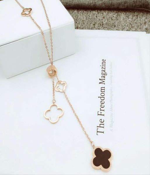 necklace creative fashion rose gold medium length sweater chain black single side clover pendant necklace for women4735459, Silver
necklace creative fashion rose gold medium length sweater chain black single side clover pendant necklace for women4735459, Silver