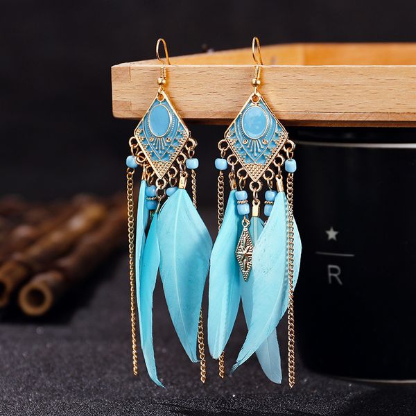 stud summer blue long feather dangle earrings for women beach chain tassel drop wedding bride jewelry oorbellen hangers 230714, Golden;silver
stud summer blue long feather dangle earrings for women beach chain tassel drop wedding bride jewelry oorbellen hangers 230714, Golden;silver
