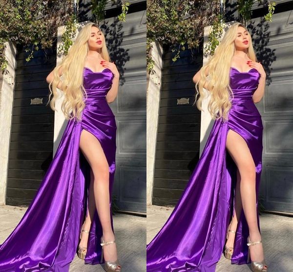 arabic purple sheath prom dresses long for women backless sweetheart satin draped high side split formal occasions evening pageant birthday, Black
arabic purple sheath prom dresses long for women backless sweetheart satin draped high side split formal occasions evening pageant birthday, Black