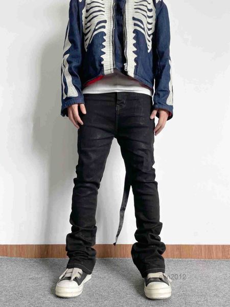 rick micro horn pants ro dark wind owens pure hand brushed wax coating stacked casual slim fit, Blue
rick micro horn pants ro dark wind owens pure hand brushed wax coating stacked casual slim fit, Blue
