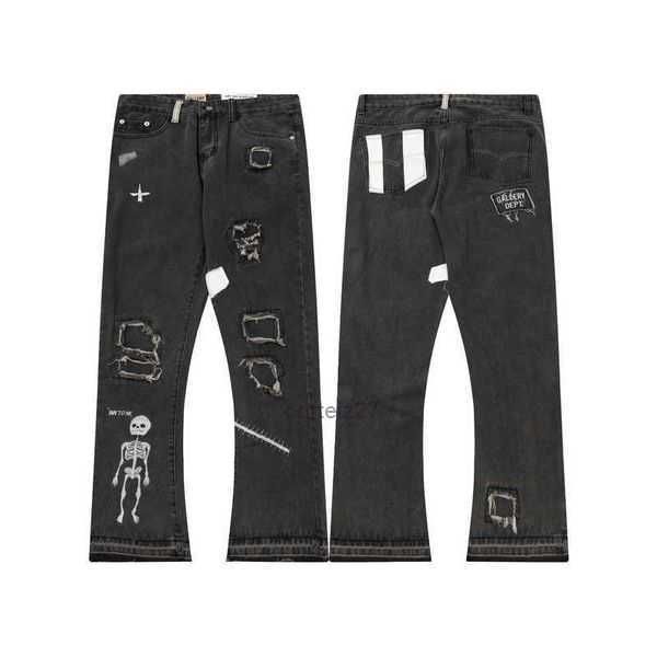 designer clothing denim pants galleryes depts jean ink splashing graffiti micro horn structure splicing loose long women's rock trouser, Blue
designer clothing denim pants galleryes depts jean ink splashing graffiti micro horn structure splicing loose long women's rock trouser, Blue