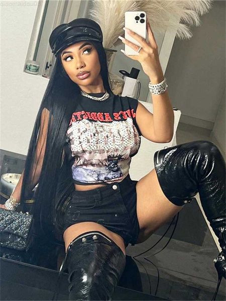 women's t-shirt 2023 wholesale y2k clothes streetwear print t shirts graphical streetwear o neck crop ladies sleeveless black tees l23, White
women's t-shirt 2023 wholesale y2k clothes streetwear print t shirts graphical streetwear o neck crop ladies sleeveless black tees l23, White