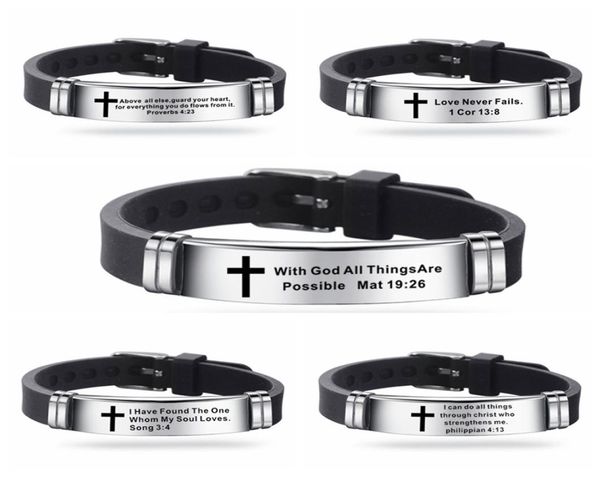 trendy cross jesus scripture quote bracelet christian bible verse inspiring faith stainless steel bracelets silicone wristband1783230, Golden;silver
trendy cross jesus scripture quote bracelet christian bible verse inspiring faith stainless steel bracelets silicone wristband1783230, Golden;silver