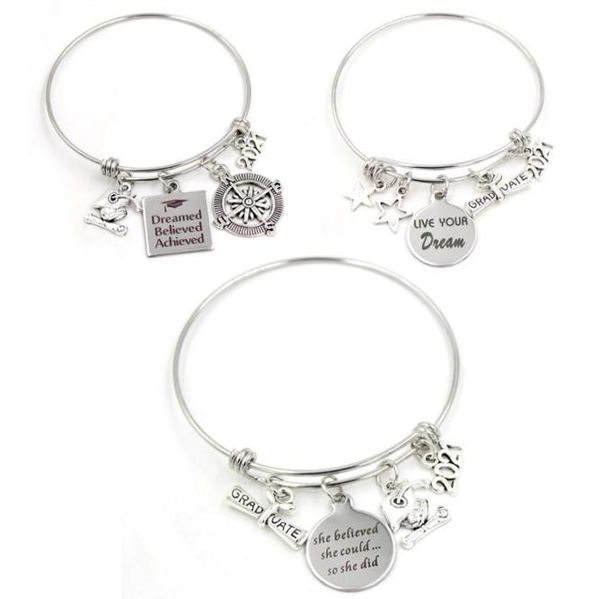 whole graduation gift stainless steel wire adjustable expandble bangle 2021 graduation charm bracelets graudaters gift jewelry1716411, Golden;silver
whole graduation gift stainless steel wire adjustable expandble bangle 2021 graduation charm bracelets graudaters gift jewelry1716411, Golden;silver